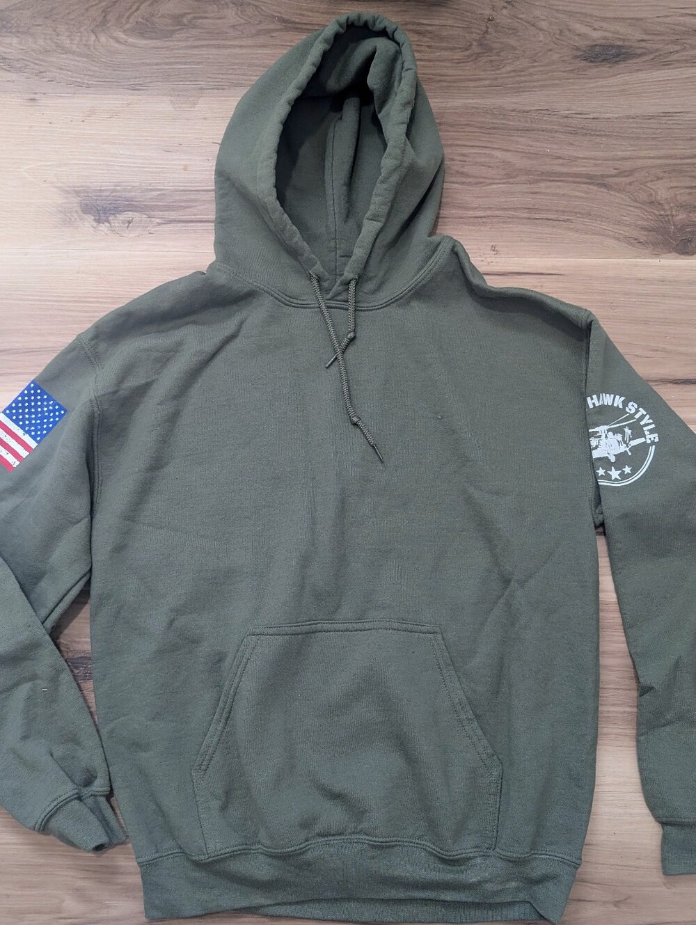 Black Hawk Style Hunter Green Patriotic Unisex Hoodie Sz L BNWOT